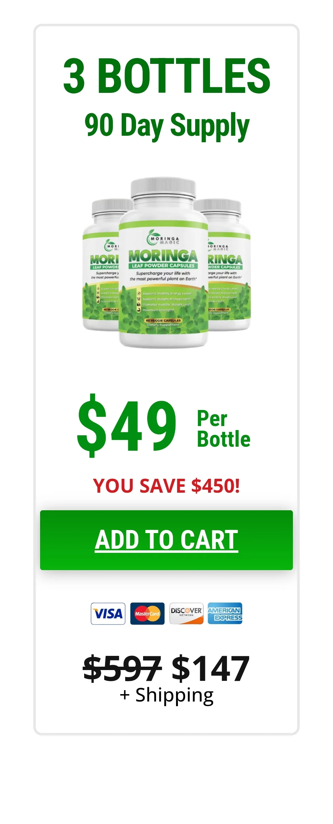 Moringa Magic™ 3 bottles pricing